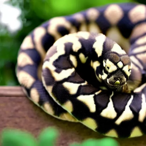 Image similar to photo of a fluffy ball python with fur