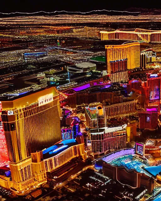 Prompt: las vegas at night on fire, shot from drone, grainy, polaroid, zoomed in