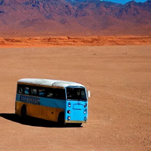 Image similar to Blue bus transformer fight in a desert