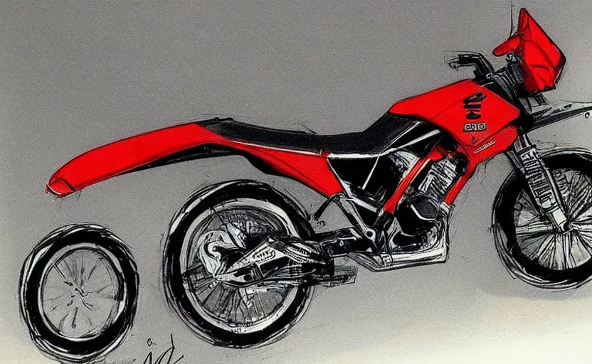 Prompt: 1 9 9 0 s suzuki enduro motorcycle concept, sketch, art,