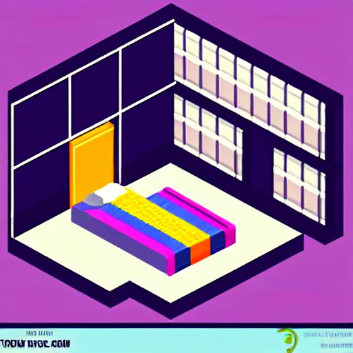 Image similar to isometric pixel art girl bedroom