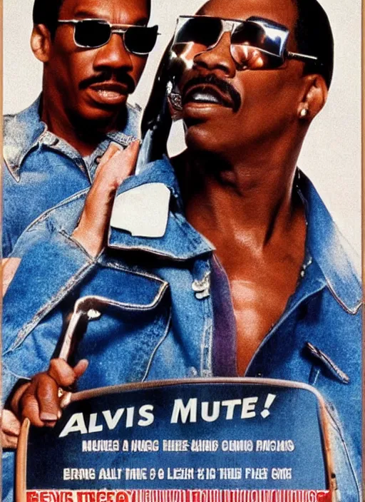 Prompt: an 8 0's john alvin action movie poster starring eddie murphy face as a plumber to rich people. sunglasses bathroom. overalls. tool belt. the movie is called beverly hills crap