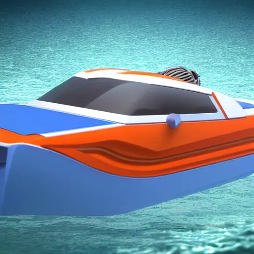 Image similar to a hamster inspired speed boat in the ocean, 4 k, highly - detailed, concept render art