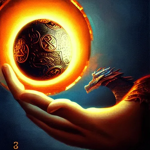 Image similar to odin holds his hands on the dragon orb, beautiful detailed pixelart by albertov, intricate details, beautiful, dithered gradients, volumetric lighting, cgsociety, artstation, smooth, sharp focus, 2 d illustration, by greg rutkowski, amazing art by dan mumford, by anato finnstark