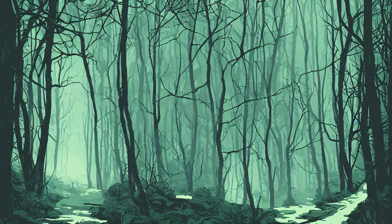 Image similar to hiking path through the woods by Kilian Eng, minimalist, detailed