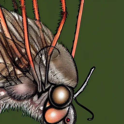 Prompt: digital art of mosquito close up highly detailed