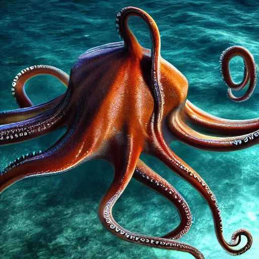 Image similar to A octopus in the ocean centered-photograph film still, dynamic action pose, National Geographic, insane detail, intricate, highly detailed, Zeiss Lens, DSLR photography, smooth, sharp focus, Unreal Engine 5, Octane Render, Redshift, 4k