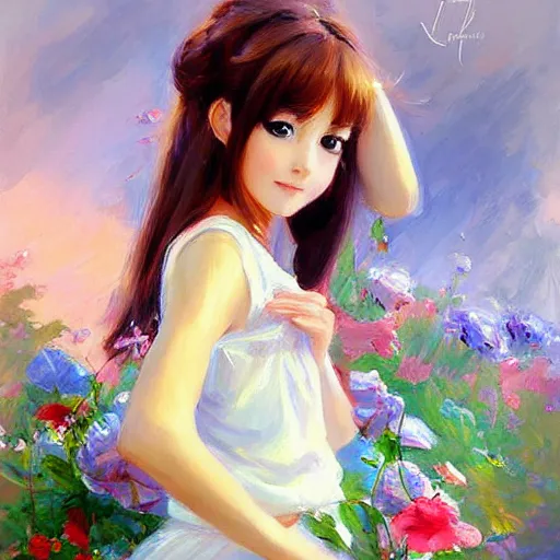 Image similar to anime girl painting by Vladimir Volegov