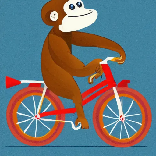 Image similar to a monkey riding a bike, illustration