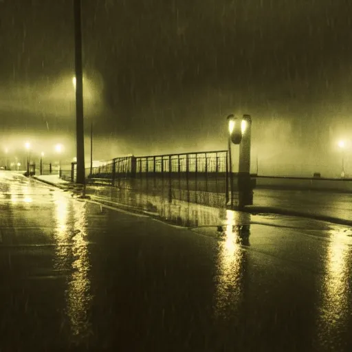 Prompt: A dark and stormy night in the style of .R.Geiger,4k, rainy, grunge