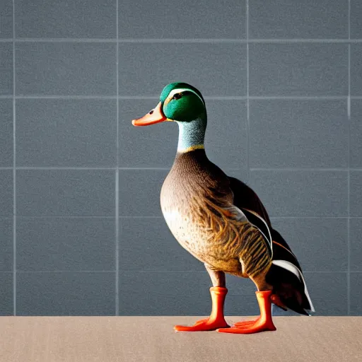 Image similar to a mallard duck in a business suit. corporate portrait. dslr photo.