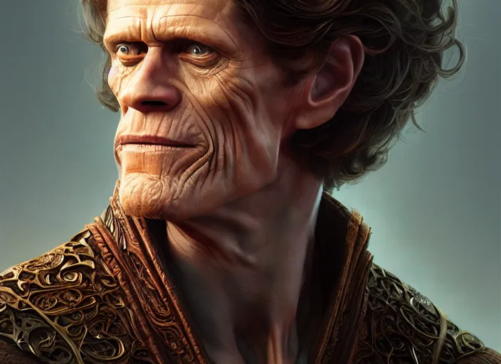 Prompt: williem dafoe as oscar diggs, intricate, d & d, fantasy, art nouveau, digital painting, trending on artstation, sharp focus, illustration, concept design, global illumination, ray tracing, art by artgerm and greg rutkowski and ruan jia