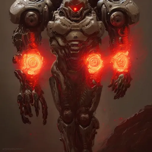 Image similar to doom eternal, mutant, biopunk armor, painted by stanley lau, painted by greg rutkowski, painted by stanley, artgerm, masterpiece, digital art, trending on arts