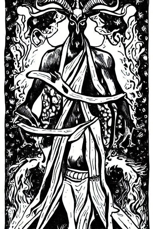 Image similar to baphomet black and white illustration