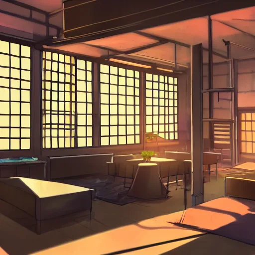 Prompt: Interior of a Shinjuku Loft Apartment at 3:12 am, Anime concept art by Makoto Shinkai