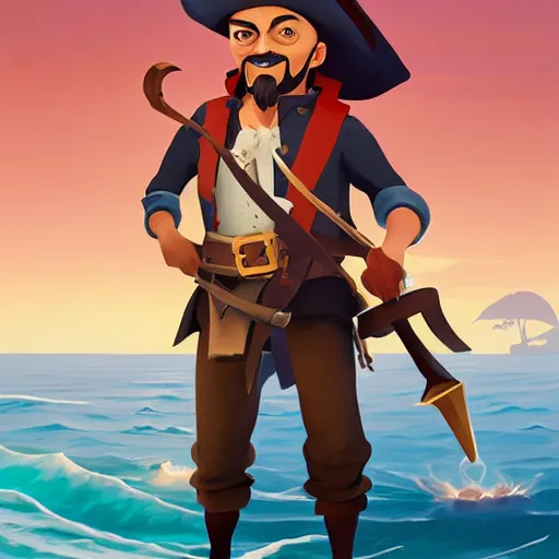 Image similar to painting jack the pirate on sea of thieves game avatar hero smooth face median photoshop filter cutout vector behance hd by jesper ejsing, by rhads, makoto shinkai and lois van baarle, ilya kuvshinov, rossdraws, illustration, art by ilya kuvshinov and gustav klimt