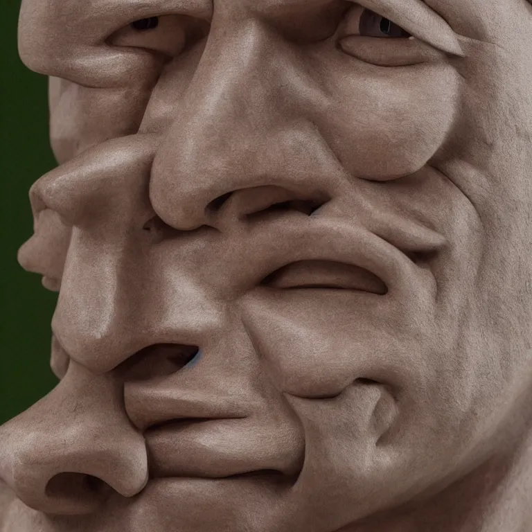 Prompt: enormous geometric minimalist accurate sculpture of norman reedus sticking out his tongue, beautiful symmetrical!! face accurate face detailed face realistic proportions, hand - carved out of mahogany wood on a pedestal by stephan balkenhol and ron mueck and martin puryear, cinematic lighting shocking detail 8 k