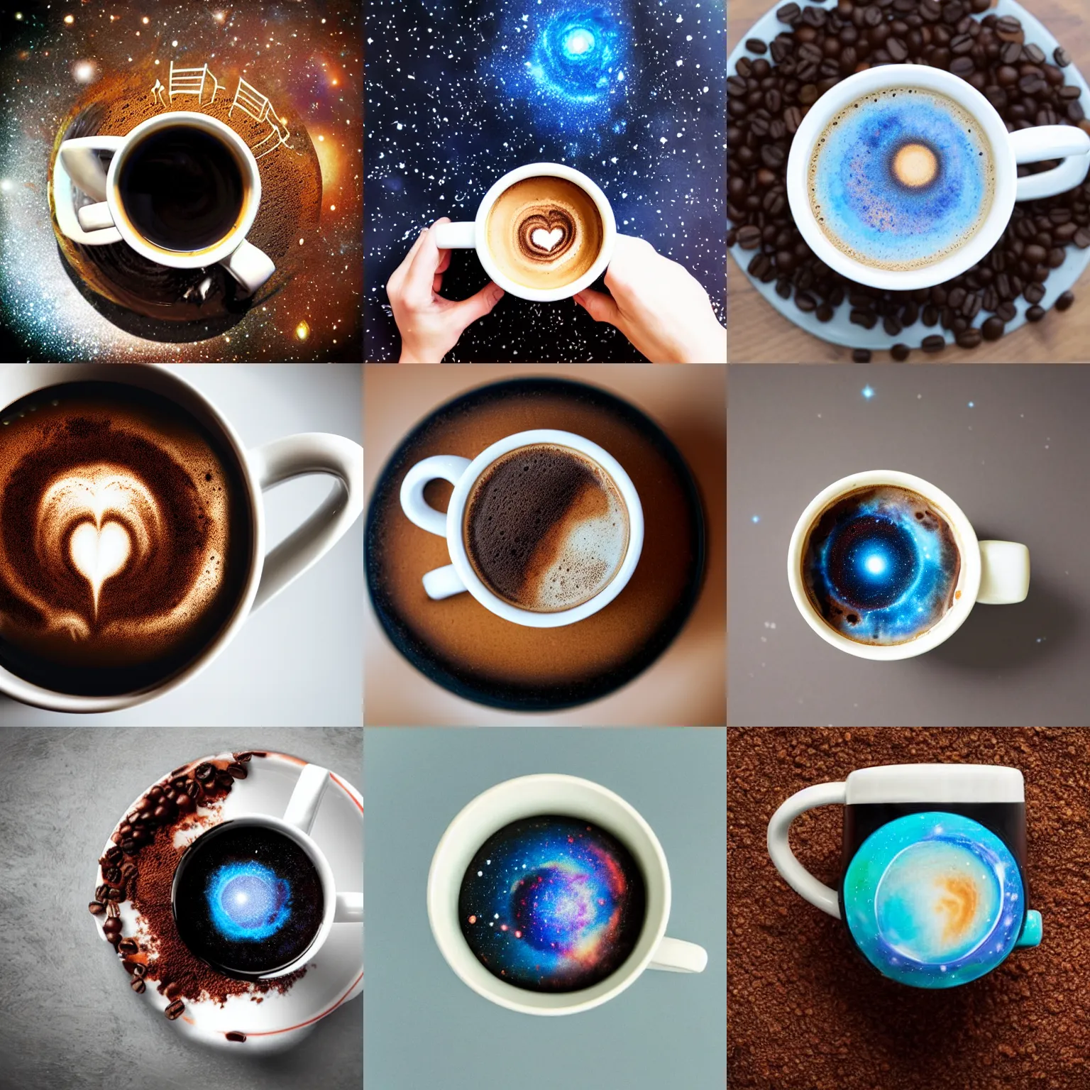 Prompt: a universe on a mug of coffee