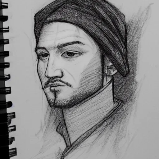 Prompt: markplier portrait sketch drawn by da vinci, sketch, traditional art