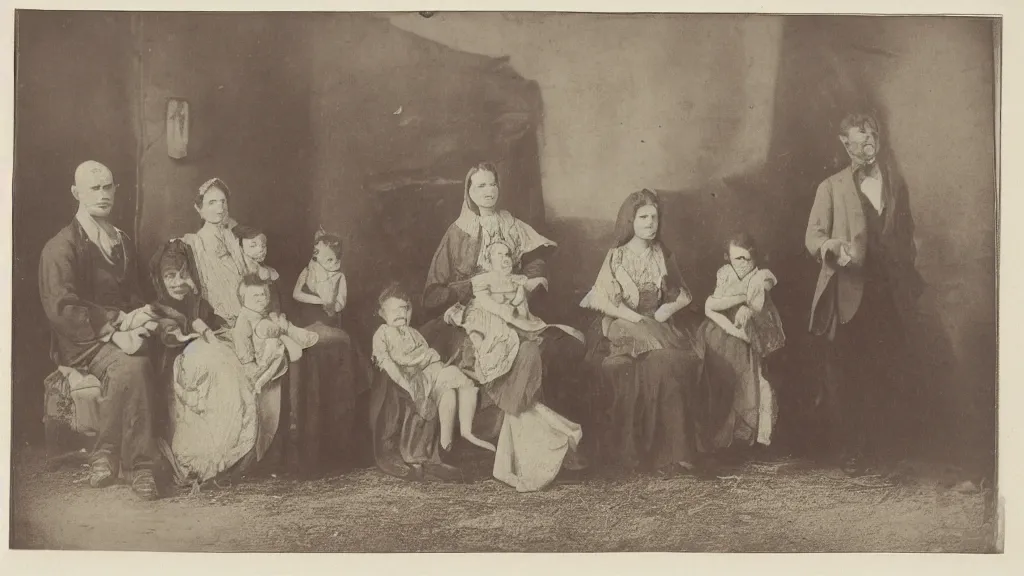 Prompt: albumen print of a lycens family