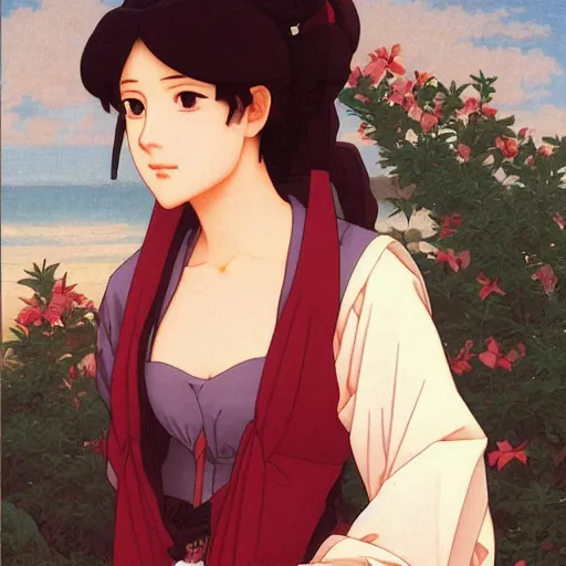 Image similar to A masterpiece head and shoulders portrait of Misato Katsuragi of NGE by Edmund Leighton and William Adolphe Bouguereau and Makoto Shinkai, modern clothing