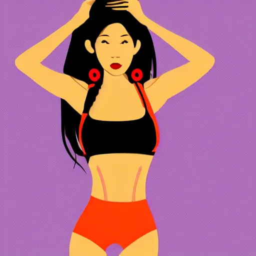 Image similar to a very very beautiful thin athletic build filipino woman posing, dramatic, vector, gta art