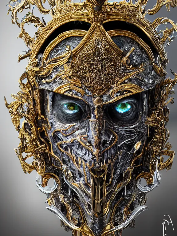 Prompt: portrait art of 8k ultra realistic undead king, detailed ornate crown made of gold , detailed intricate ornate armour,blade runner, cybernetic, full of colour, cinematic lighting, battered, trending on artstation, 4k, hyperrealistic, focused, extreme details,unreal engine 5, cinematic, masterpiece, art by ayami kojima, giger