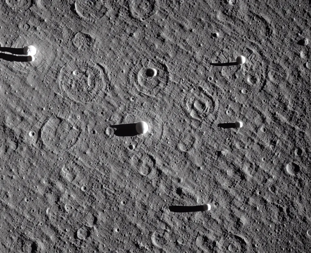 Prompt: Astronauts investigating a crop circle on the moon, 1985 National Geographic color