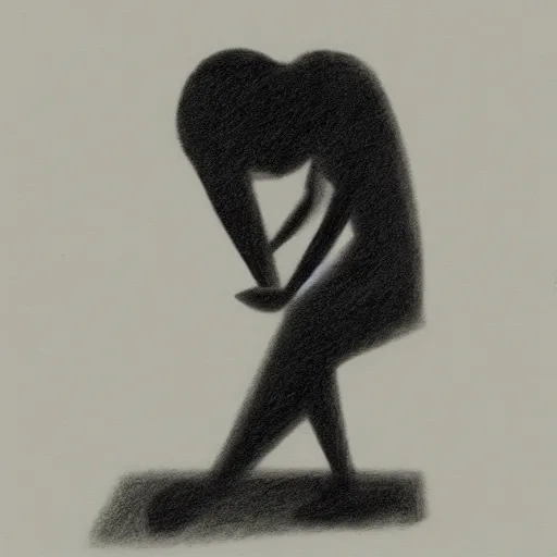 Image similar to graphite illustration of a silhouette of a depressed person a dark room