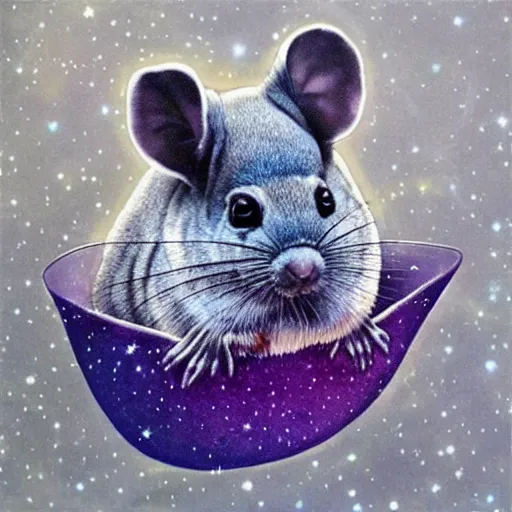 Image similar to chinchilla floating in galaxy