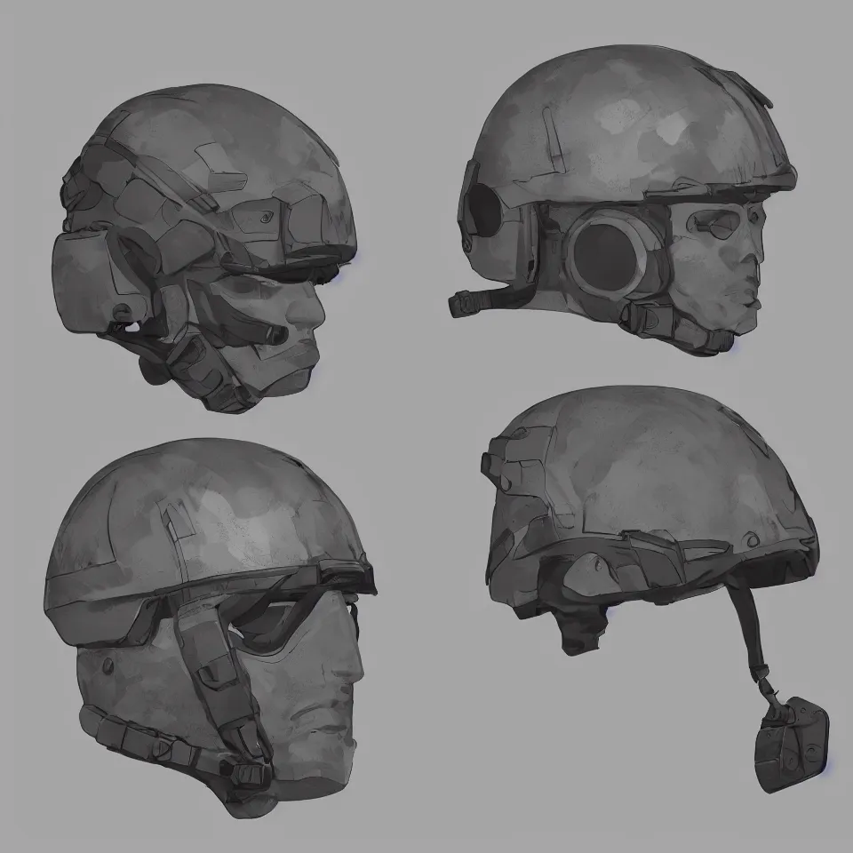 Prompt: front view nano cyber headgear combat vision helmet highly detailed product catalog, hyper concept art, smooth, crisp sharp focus, simple draft aaa unreal artstation