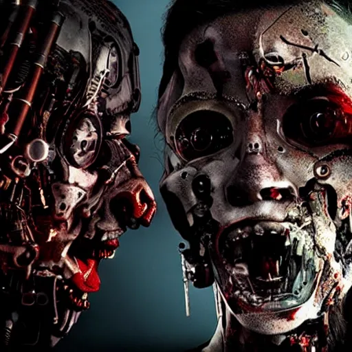 Image similar to 2047 ai apocolypse turns humans into cyborg zombies
