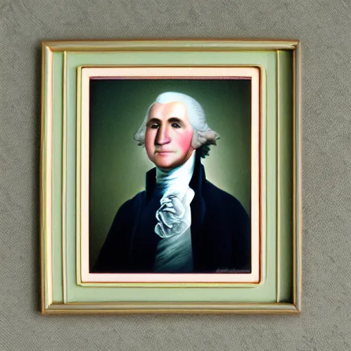 Prompt: photo portrait of George Washington in real life kodak ultramax 400, 35mm, full-HD