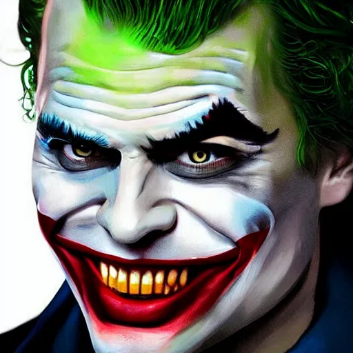 Image similar to the joker holding Margot Robbie printed pictures, digital painting, amazing detail, artstation, cgsociety