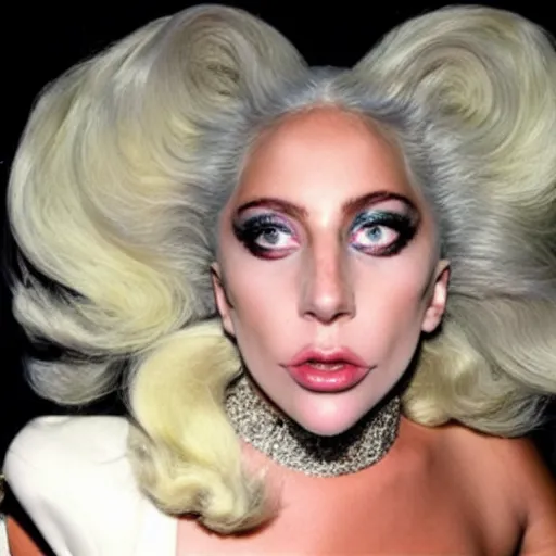 Prompt: lady gaga after doing 1 kg of cocaine, funny