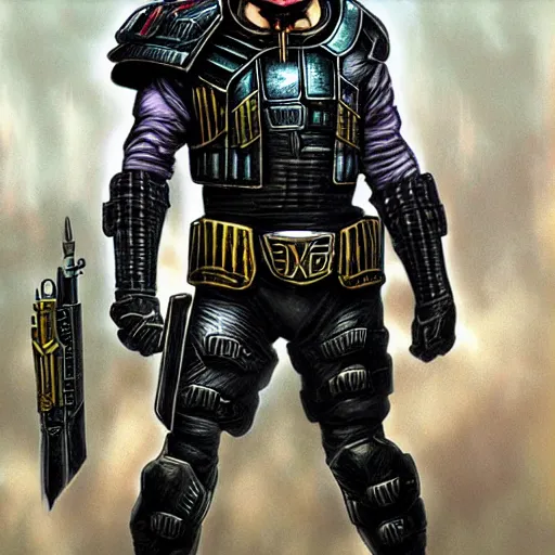 Prompt: Judge Dredd as a fantasy character