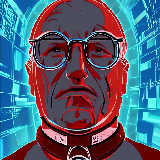 Prompt: cyberpunk pope francis as the leader of a futuristic communist nation, cybernetics, sharp lines, digital, artstation, colored in