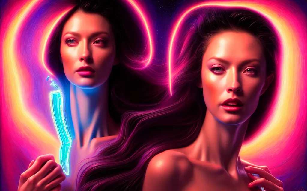 Image similar to beauty woman in holograms of alien artifacts, electrical case display, total recall tech, , ultrarealistic, dramatic lighting, electrical details, high details, 4k, 8k, best, accurate, trending on artstation, artstation, photorealism, ultrarealistic, digital painting, style of Alex Grey and Hajime Sorayama, Caravaggio, Boris Vallejo