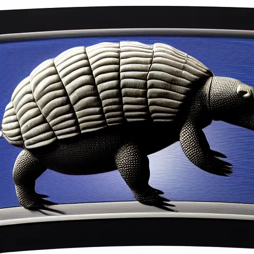 Prompt: a 3d design of a black t-shirt, armadillo patriot potus, modern art placed in a large living room, superrealism 3d 8k resolution