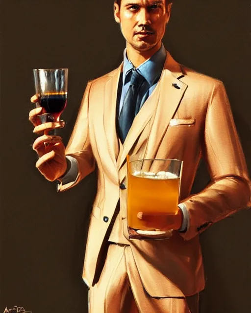 Prompt: a pineapple wearing a suit and holding a large glass of port, nightclub, elegant, real life skin, intricate, high detailed, artstation, concept art, smooth, sharp focus, art by artgerm and greg rutkowski