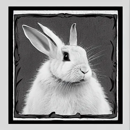 Image similar to a rabbit in the style of a silent film frame,