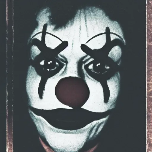 Image similar to Clown in the backrooms. Liminal. VHS found footage. Shaky, grainy.