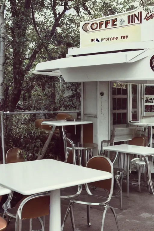 Image similar to a cup of coffee sitting on top of a white table diner booth, high angle, a hyperrealistic photo by IAN SPRIGGS, flickr, conceptual art, photo taken with ektachrome, photo taken with provia, kodak portrait