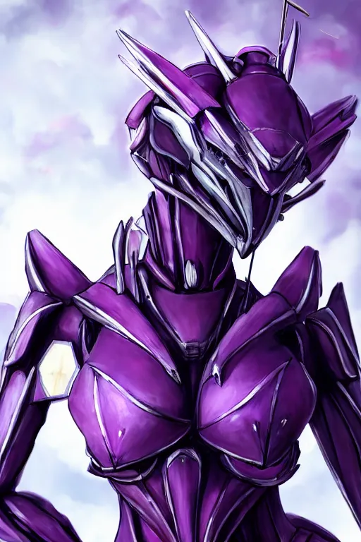 Image similar to cinematic bust shot, detailed elegant beautiful stunning giant robot mecha hot female goddess dragon, sharp spines, sharp metal ears, smooth purple eyes, smooth fuschia skin, elegant smooth silver armor, nebula size, space, epic proportions, epic scale, warframe fanart, macro giantess, furry art, dragon art, goddess art, giantess art, furaffinity, octane