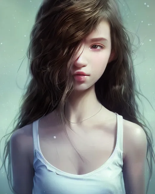 Image similar to portrait of 1 5 - year old girl with lush frizzy untamable brown hair, large front teeth, and bright piercing brown eyes, hyper realistic face, beautiful eyes, character art, art by artgerm lau and wlop and and ilya kuvshinov and john singer sargent, hyperdetailed, cryengine, trending on artstation, wizard, digital art