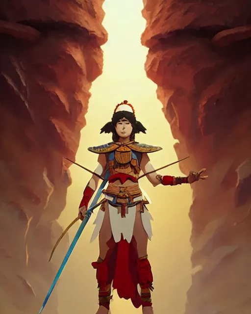 Prompt: young madonna as an azctec warrior, detailed perfect face, exquisite details, fire magic, mid view, design on a white background, by studio muti, greg rutkowski makoto shinkai takashi takeuchi studio ghibli