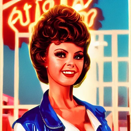 Image similar to Sandy from Grease (1978), portrait. high detail, great lighting, 8k resolution, masterpiece, concept art, illustration