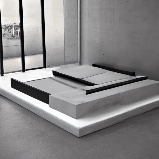 Image similar to a bed made of concrete, no background