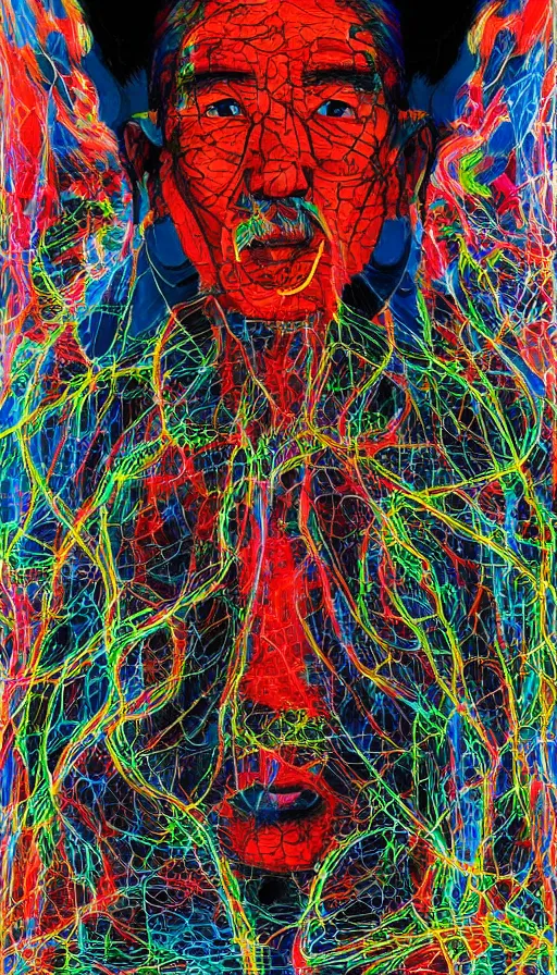 Image similar to portrait of a digital shaman, by zeng fanzhi