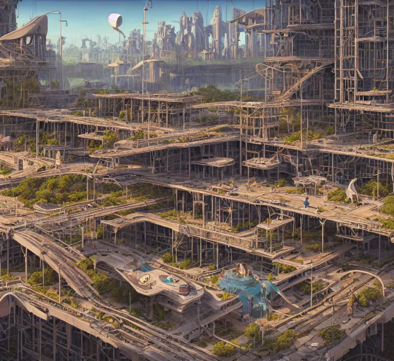 Image similar to hyperrealism photography hyperrealism concept art of highly detailed beavers builders that building highly detailed futuristic sci - fi city by wes anderson and hasui kawase and scott listfield sci - fi style hyperrealism rendered in blender and octane render volumetric natural light